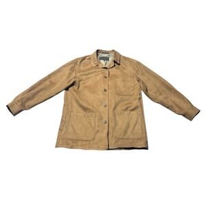 Men's Tan Suede Button-Front Jacket - Size M, fits more like L